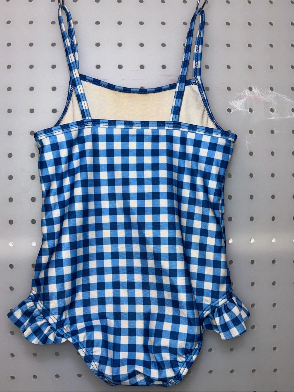 wonder nation Blue and White Gingham One-Piece Swimsuit with Ruffle